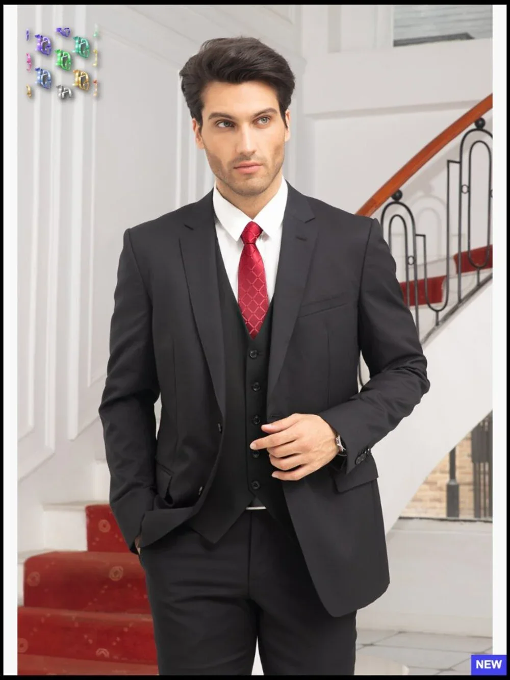 Classic Fit Men's Suit Vest Formal Business Waistcoat V-Neck Adjustable Back